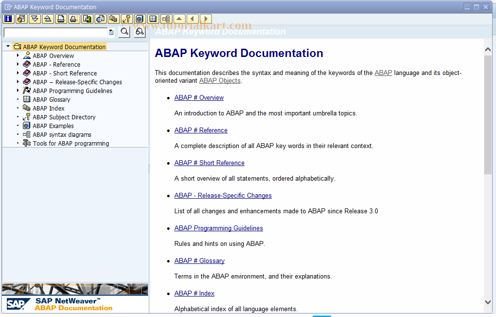 SAP TCode ABAPDOCU - Display ABAP Documentation