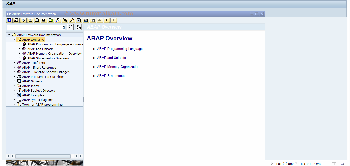 SAP TCode ABAPHELP - Search ABAP Documentation