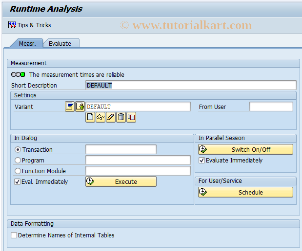 SAP TCode ABAP_TRACE - ABAP Objects Runtime Analysis