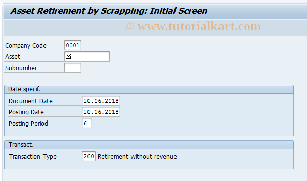 SAP TCode ABAV - Asset Retirement by Scrapping