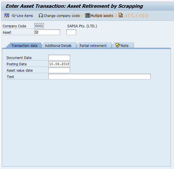 SAP TCode ABAVN - Asset Retirement by Scrapping