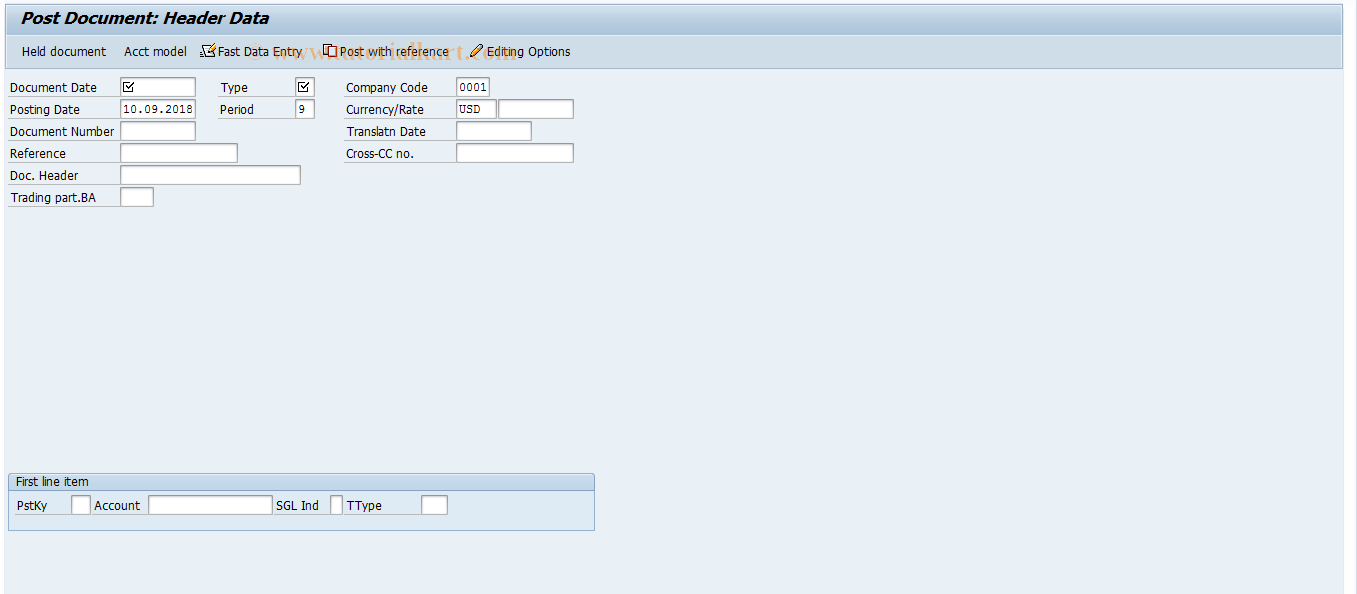 SAP TCode ABF1 - Post Document