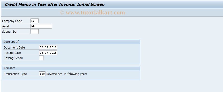 SAP TCode ABGF - Credit Memo in Year after Invoice