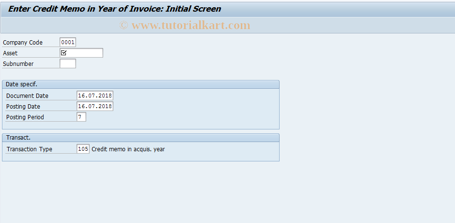 SAP TCode ABGL - Enter Credit Memo in Year of Invoice