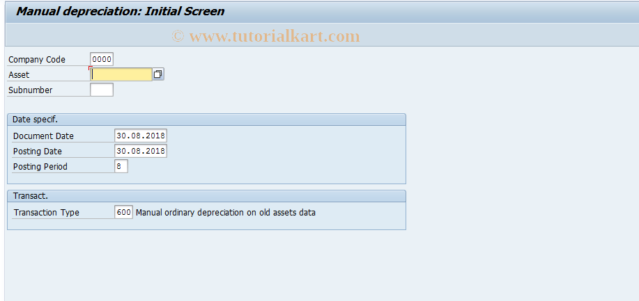 SAP TCode ABMA - Manual depreciation