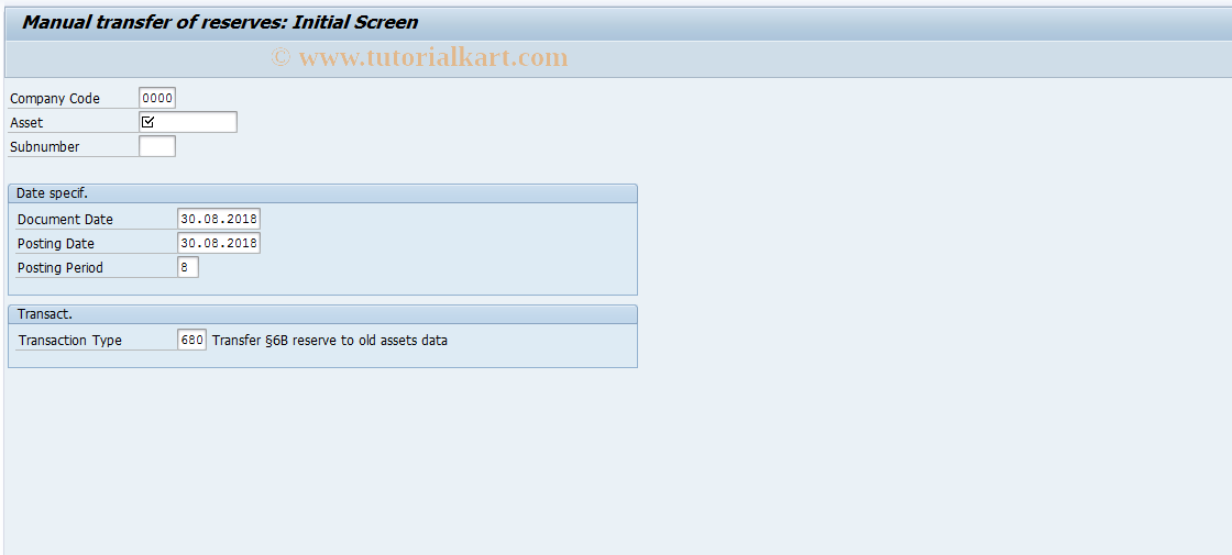 SAP TCode ABMR - Manual transfer of reserves