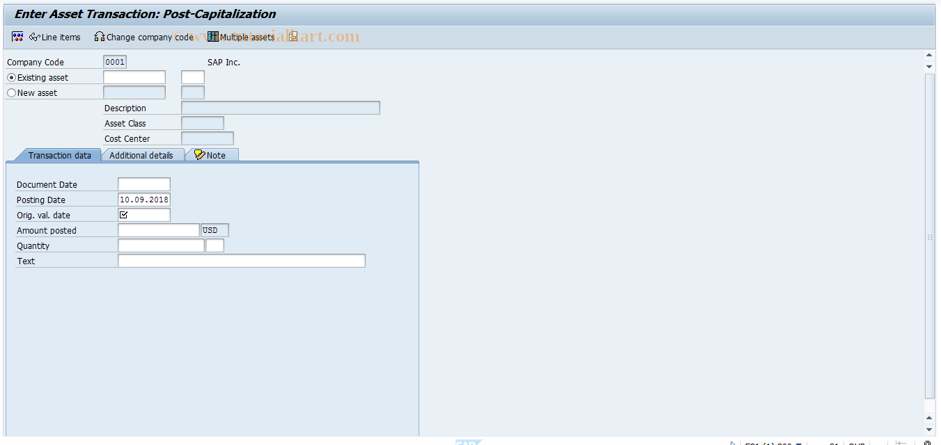 SAP TCode ABNAN - Post-Capitalization