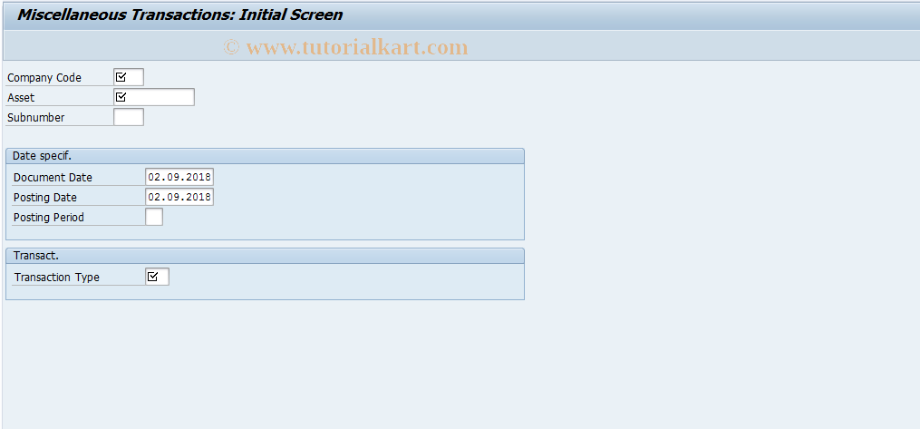 SAP TCode ABSO - Miscellaneous Transactions