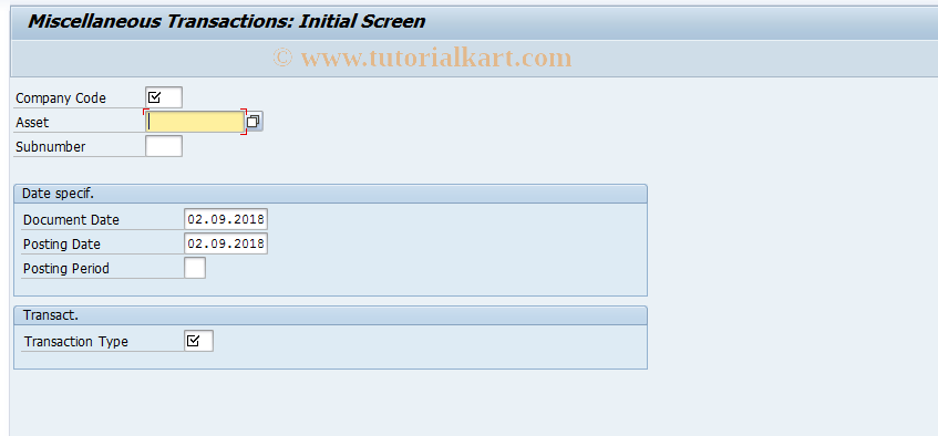 SAP TCode ABSO_OLD - Miscellaneous Transactions