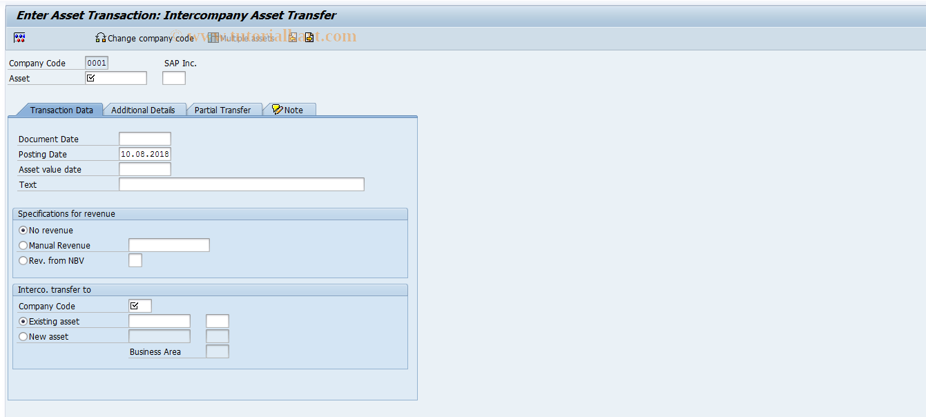 SAP TCode ABT1N - Intercompany Asset Transfer