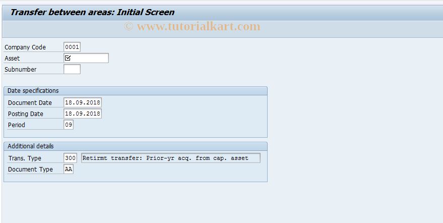 SAP TCode ABUB - Transfer between areas