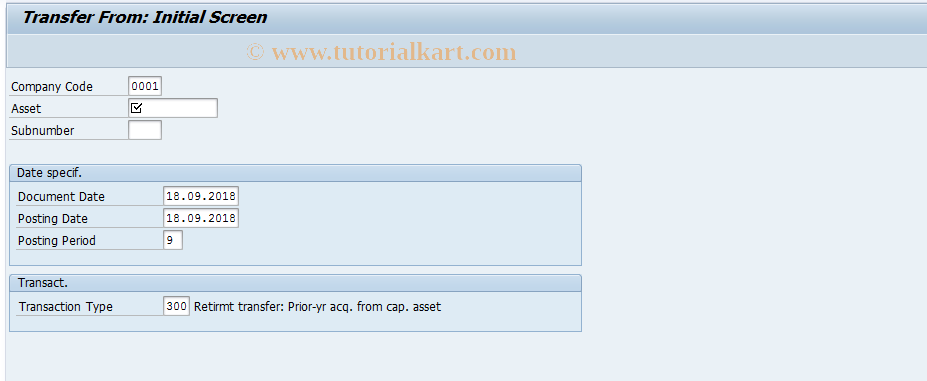 SAP TCode ABUM - Transfer From