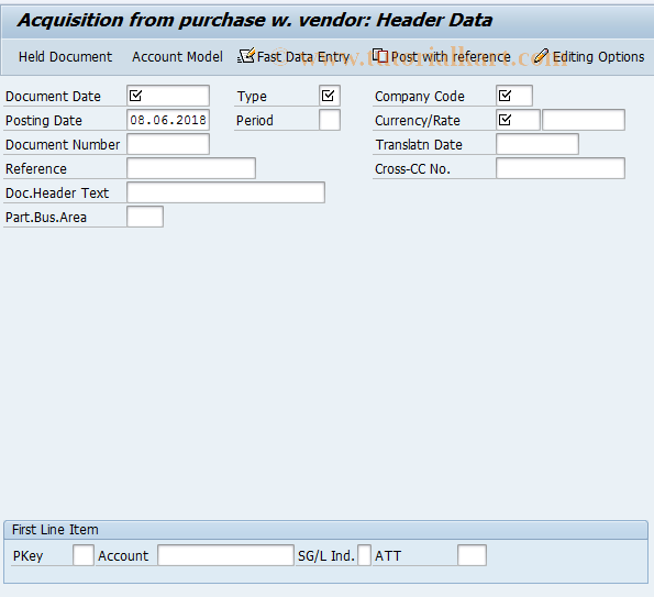 SAP TCode ABZK - Acquisition from purchase with vendor