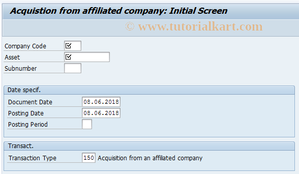 SAP TCode ABZP - Acquistion from affiliated company