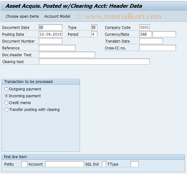 SAP TCode ABZV - Asset  Acquisition  Posted w/Clearing Account 