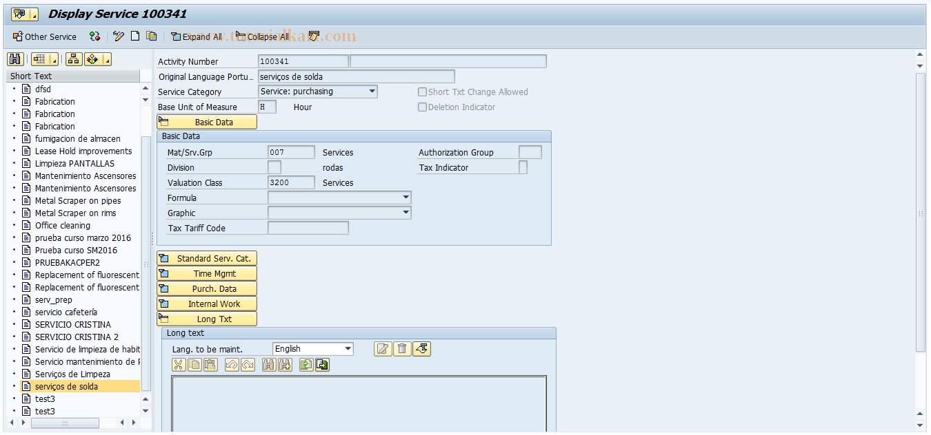 SAP TCode AC03 - Service Master