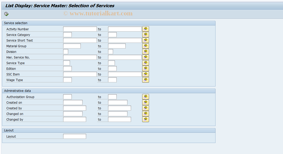 SAP TCode AC06 - List Display: Service Master