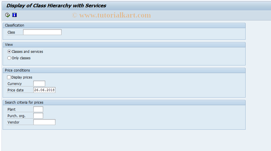 SAP TCode AC10 - Class Hierarchy with Services