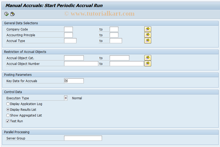 SAP TCode ACACACT - Calculate and Post Accruals