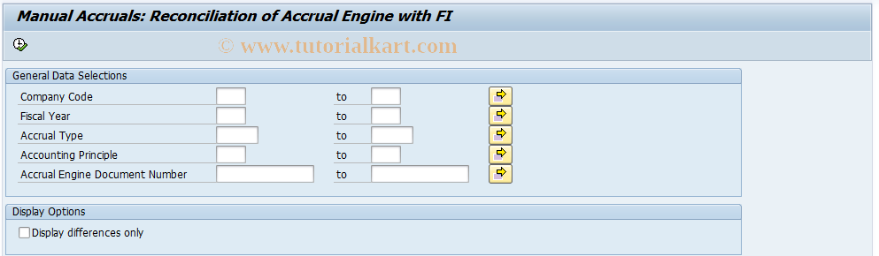 SAP TCode ACACFIRECON - Accrual Engine / FI Reconciliation