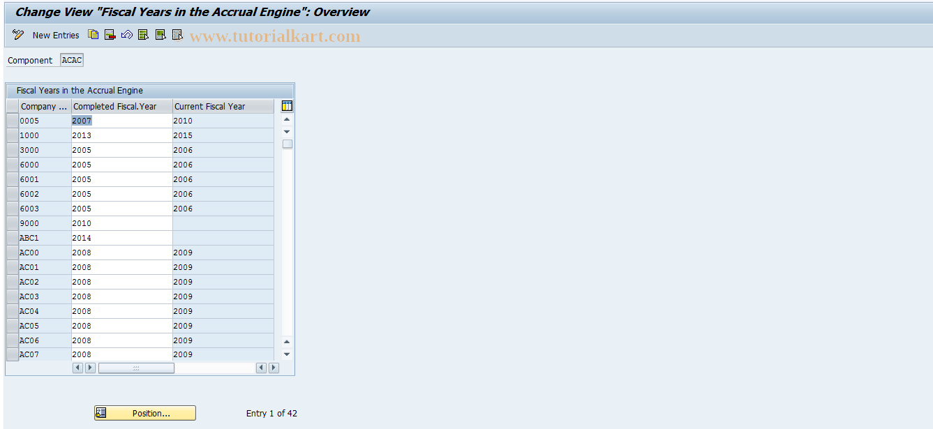 SAP TCode ACACFISCYEAR - Open/Lock Fiscal Years in ACE