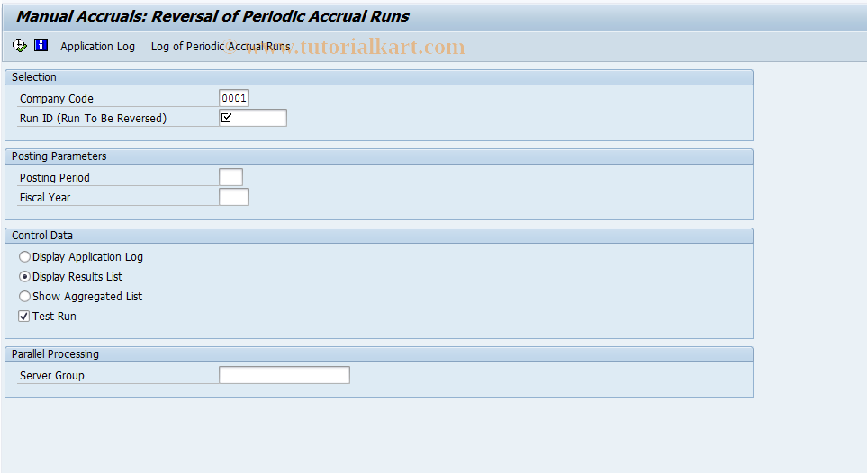 SAP TCode ACACREVERS - Reversal of Periodic Accrual Runs