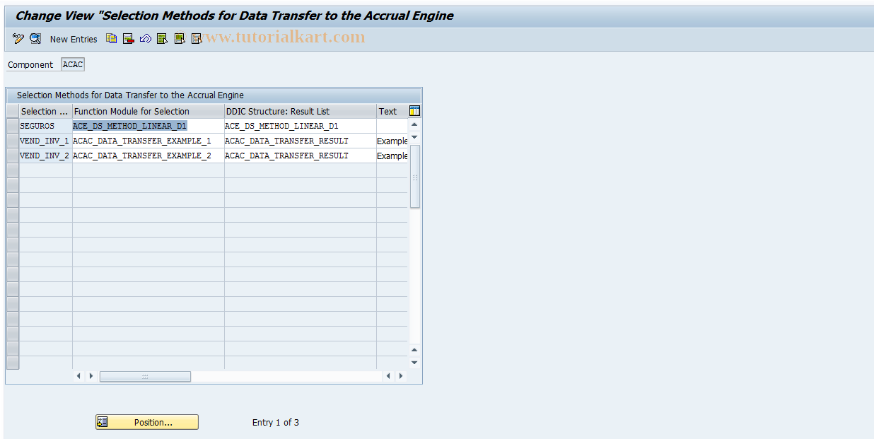 SAP TCode ACACTRANSFERCUST - Settings for data collection