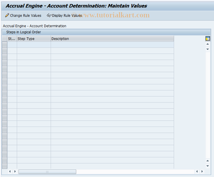 SAP TCode ACEADETCUST_D - Accrual Engine: Account Determn Display