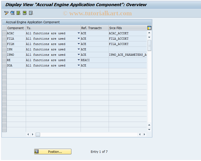 SAP TCode ACECOMP - Components Setup