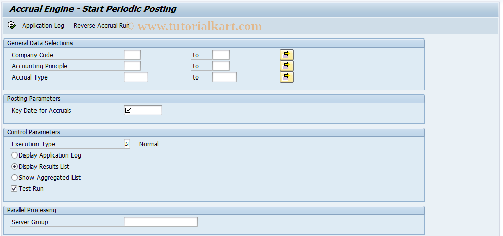 SAP TCode ACEPP - Accrual Engine - Periodic Postings