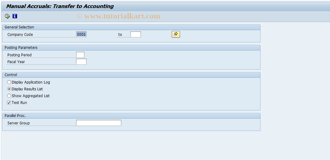 SAP TCode ACEPS_TRANS - Transfer ACE Documents to Accounting