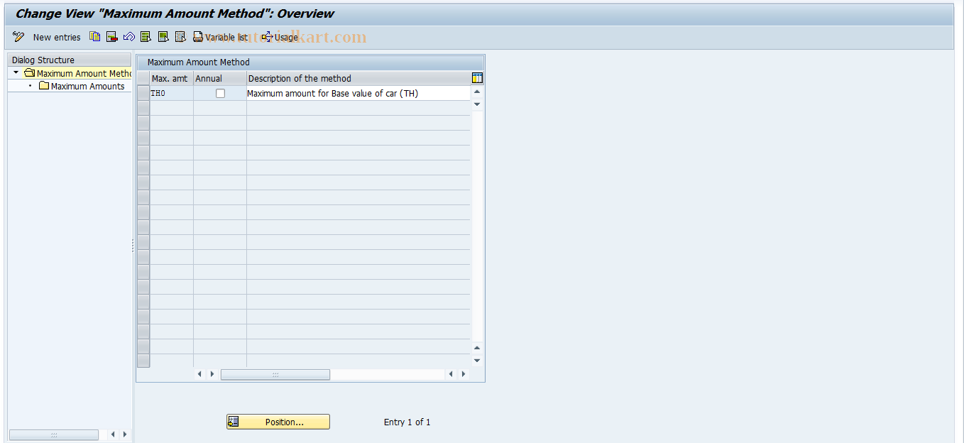 SAP TCode AFAMH - Maintain Maximum Amount Method