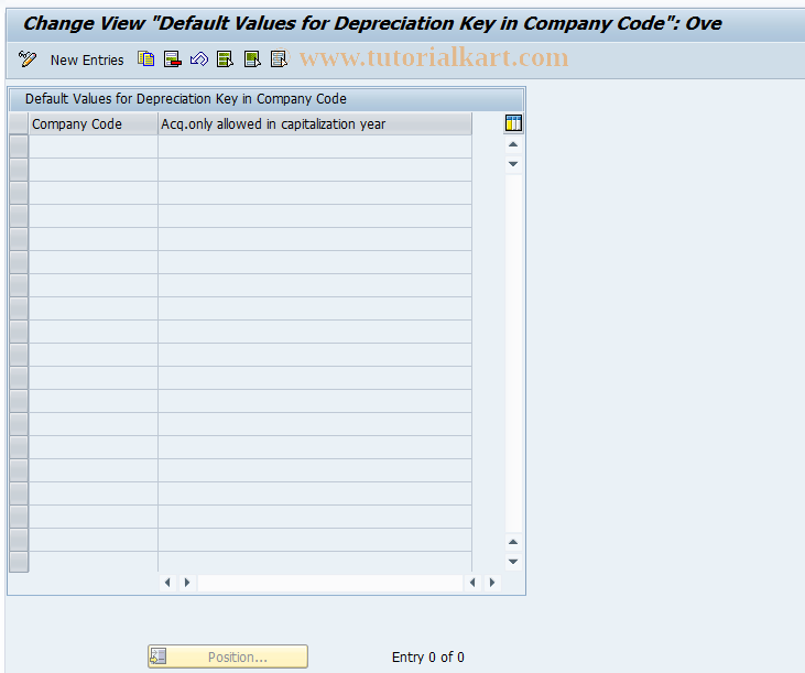 SAP TCode AFAM_093C - Company Code Default Values