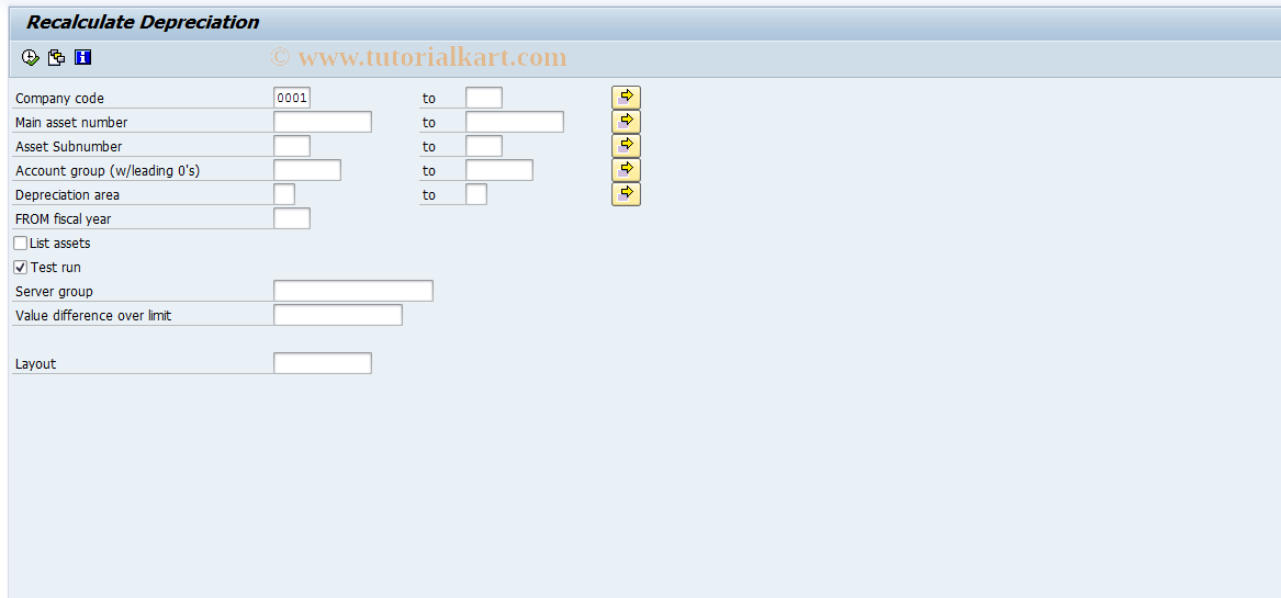 SAP TCode AFAR - Recalculate Depreciation