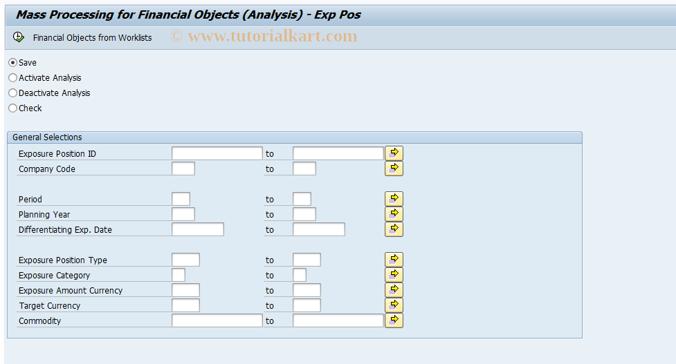 SAP TCode AFO_AP_EXP_MUPD - FO Int.: Exposure Pos - Mass Process