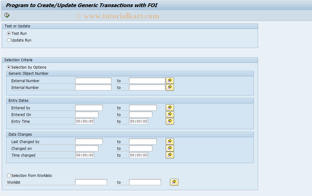 SAP TCode AFO_AP_GT_CRE_UPD - Create/Update FO for Generic Transaction 