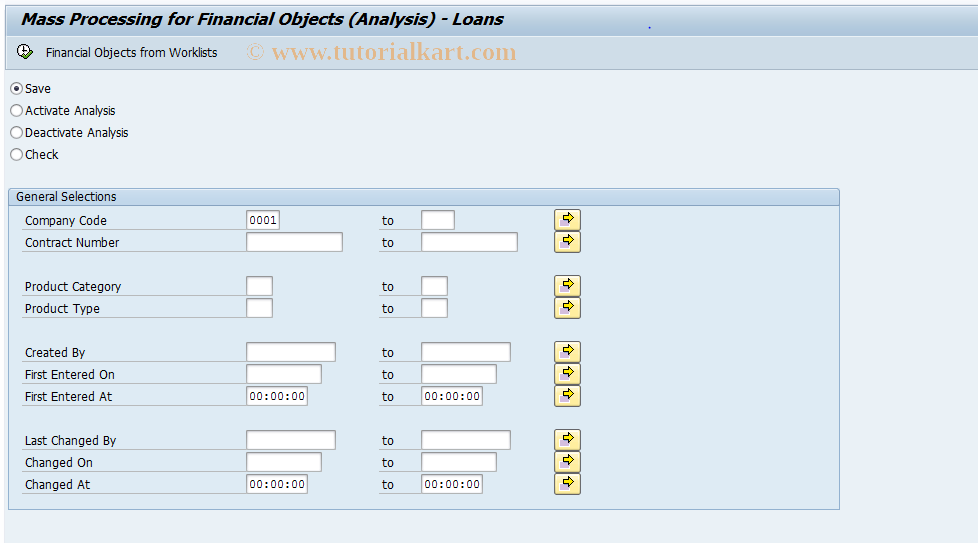 SAP TCode AFO_AP_LOAN_MUPD - FO Integration: Loans - Mass Procurement 