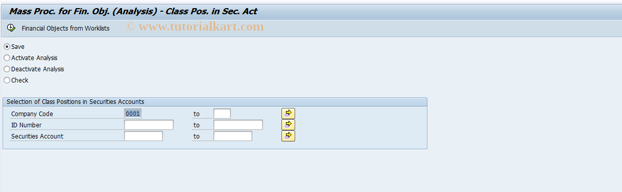 SAP TCode AFO_AP_POS1_MUPD - FO Int.:Class Position in SA - Mass Procurement 