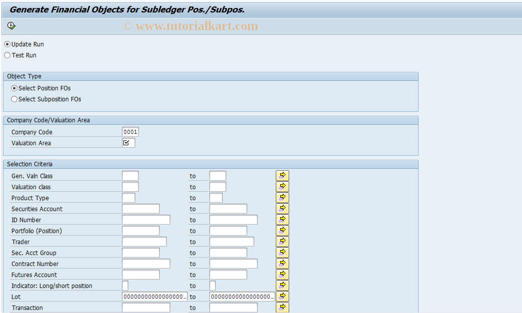 SAP TCode AFO_AP_TRL_MMIG - FO Int.: TRL Pos/Subpos- Migration