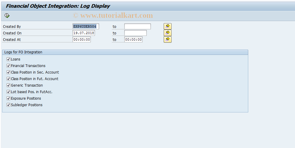 SAP TCode AFO_FOI_PD - FO Integration - Log Display