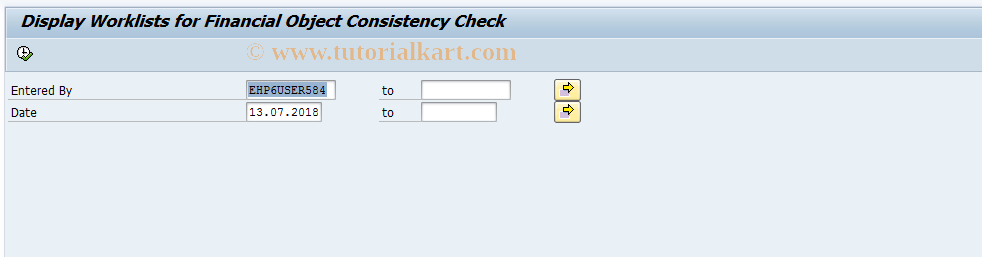 SAP TCode AFO_WORK_SHOW - Display Worklist for Fin. Object