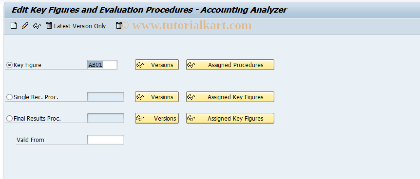 SAP TCode AFWKF_AA - Key Figures and Evaluation Procedures