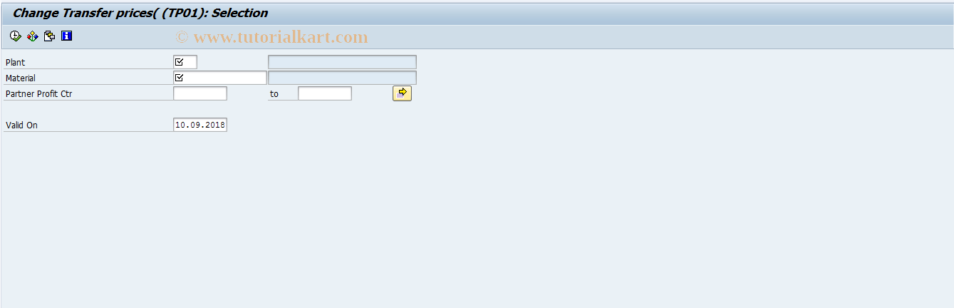 SAP TCode AKE6 - PCA Transfer Prices: Change Prices