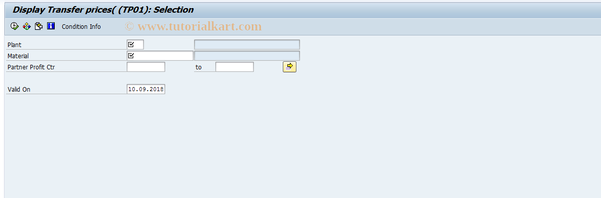 SAP TCode AKE7 - PCA Transfer Prices: Display Prices