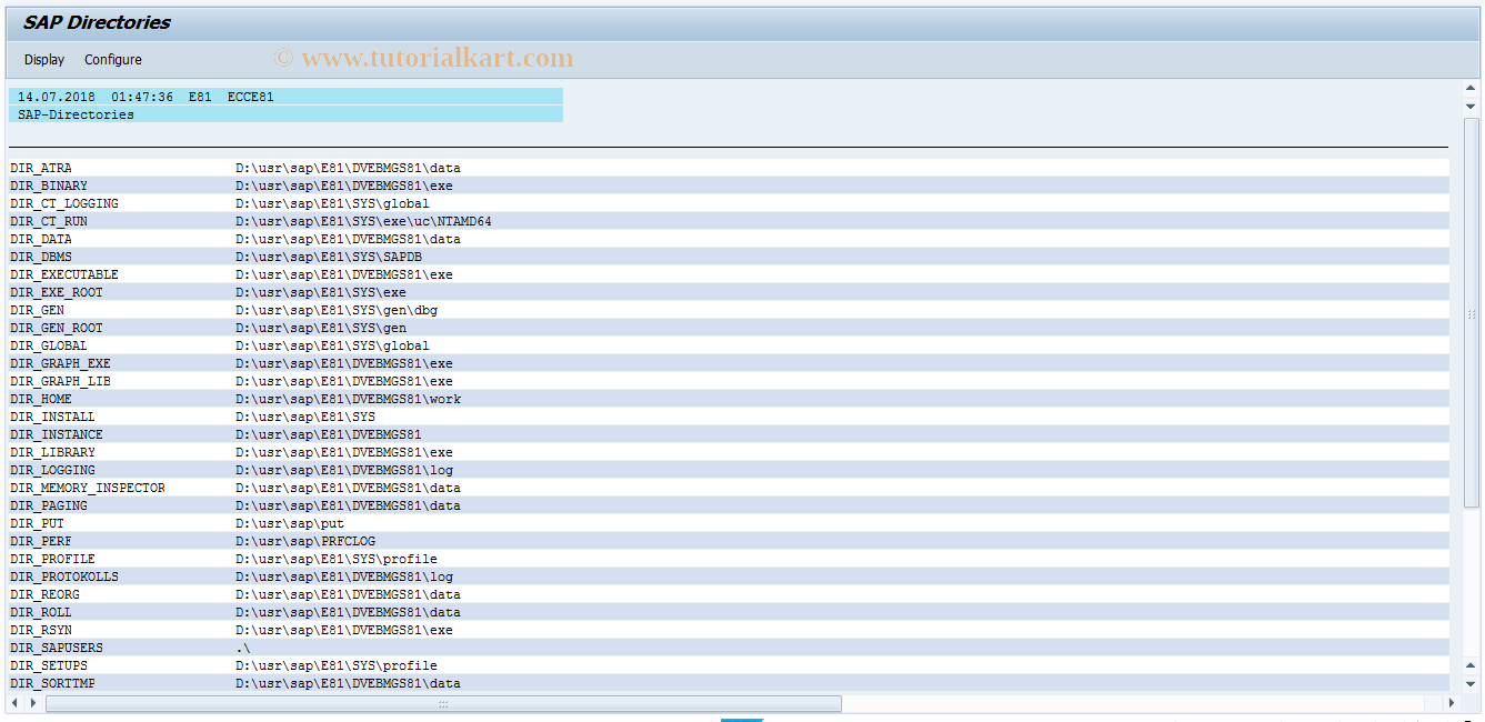 SAP TCode AL11_OLD - Display SAP Directories