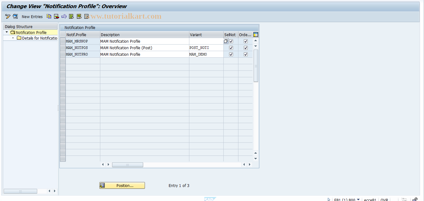 SAP TCode ALM_ME_NOTIF - Notification Processing Profile