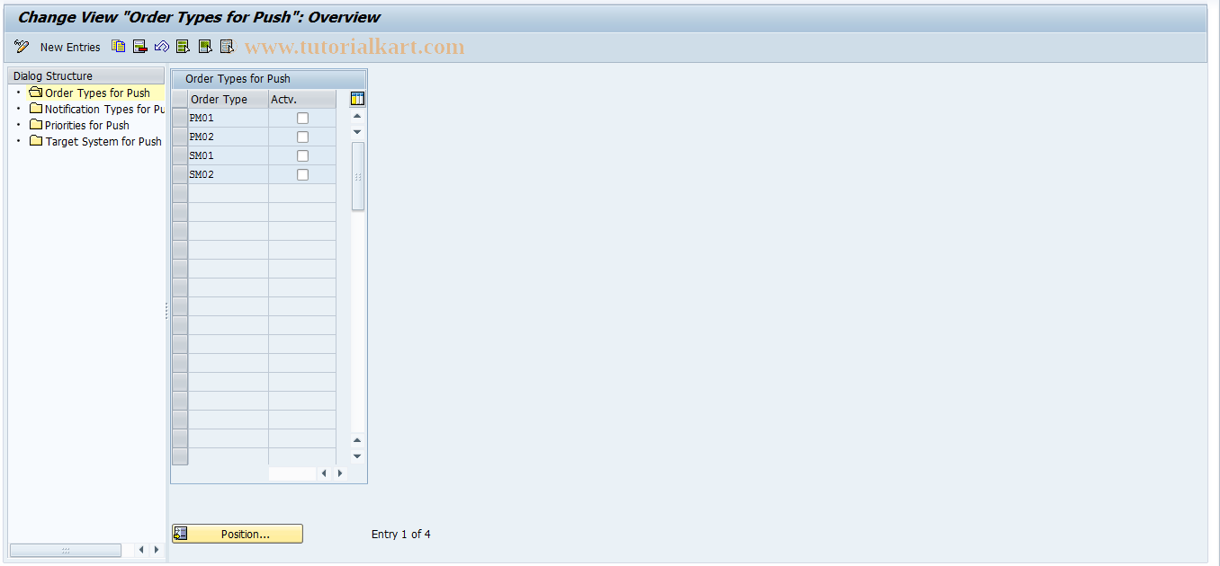 SAP TCode ALM_ME_PUSH - MAM PUSH Control