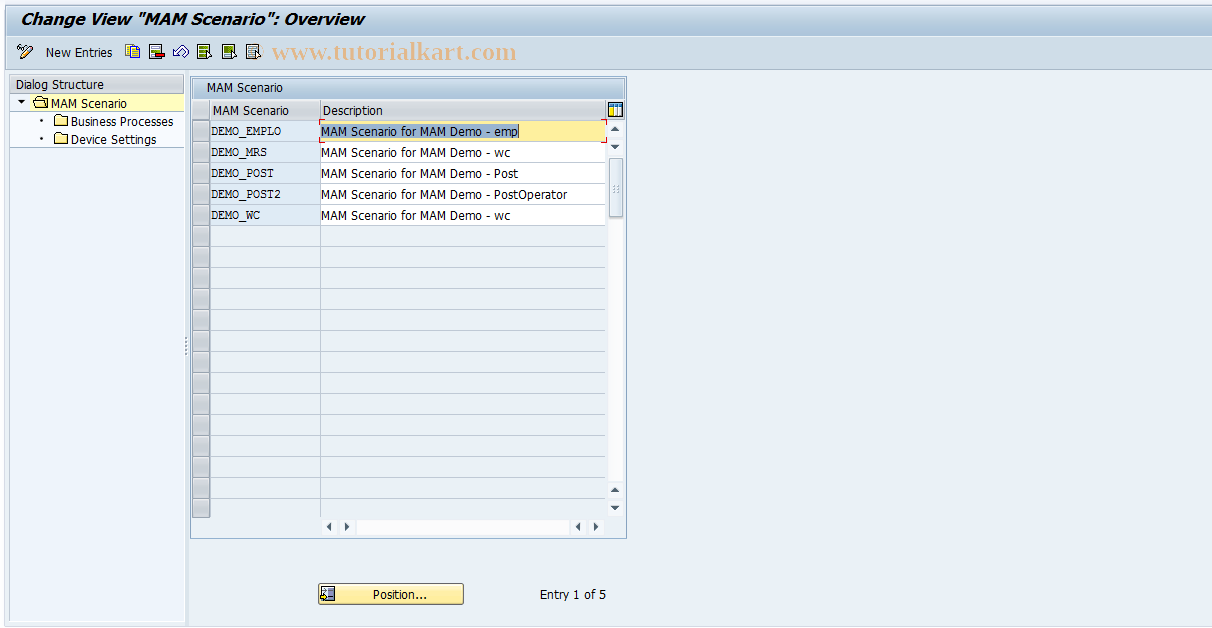 SAP TCode ALM_ME_SCENARIO - Mobile Asset Management Scenario