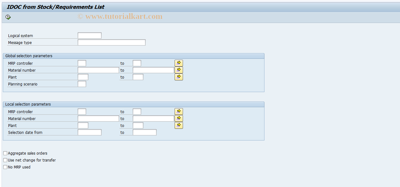SAP TCode AMRP - Send Stock/Requirements List