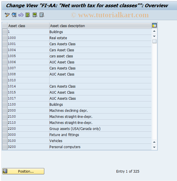 SAP TCode AO32 - Assign net worth tax area
